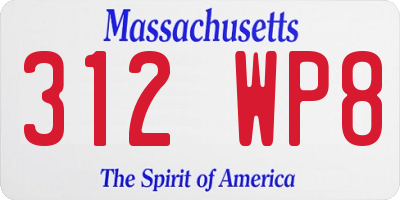MA license plate 312WP8