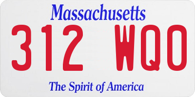 MA license plate 312WQ0