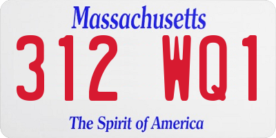 MA license plate 312WQ1