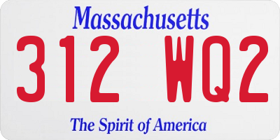 MA license plate 312WQ2