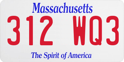 MA license plate 312WQ3