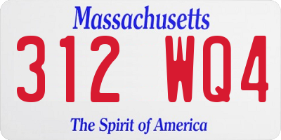 MA license plate 312WQ4