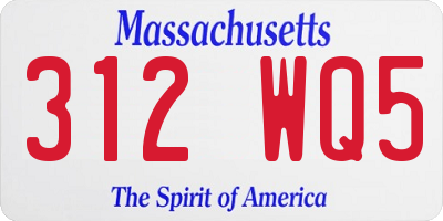 MA license plate 312WQ5