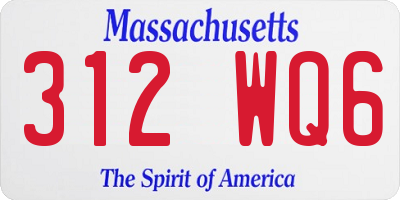 MA license plate 312WQ6