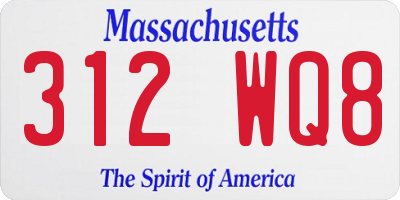 MA license plate 312WQ8