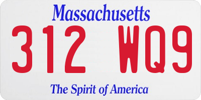 MA license plate 312WQ9