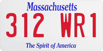 MA license plate 312WR1