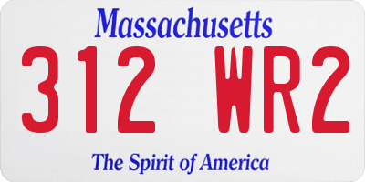 MA license plate 312WR2