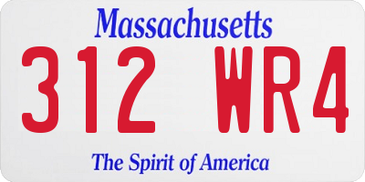 MA license plate 312WR4