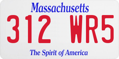 MA license plate 312WR5