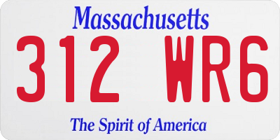 MA license plate 312WR6