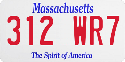 MA license plate 312WR7
