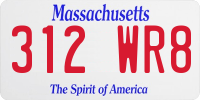 MA license plate 312WR8