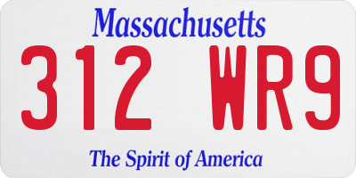 MA license plate 312WR9