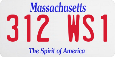 MA license plate 312WS1