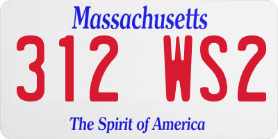 MA license plate 312WS2