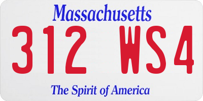 MA license plate 312WS4