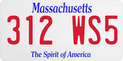 MA license plate 312WS5