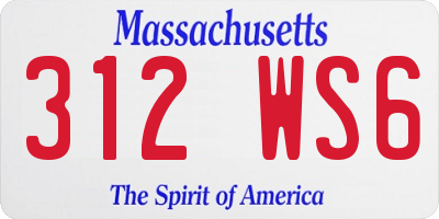 MA license plate 312WS6
