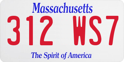 MA license plate 312WS7