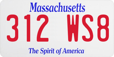MA license plate 312WS8