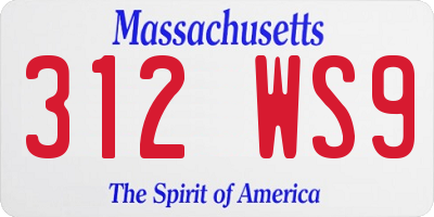 MA license plate 312WS9