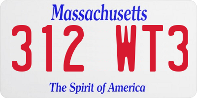 MA license plate 312WT3