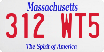 MA license plate 312WT5