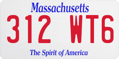 MA license plate 312WT6