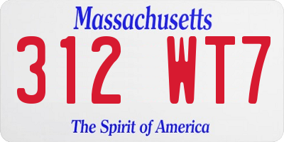 MA license plate 312WT7