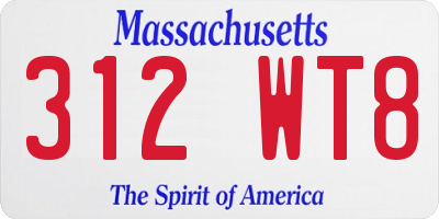 MA license plate 312WT8