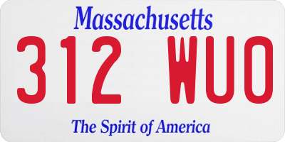 MA license plate 312WU0
