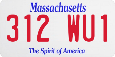 MA license plate 312WU1