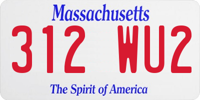 MA license plate 312WU2