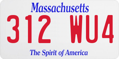MA license plate 312WU4