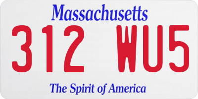 MA license plate 312WU5
