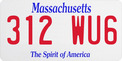 MA license plate 312WU6