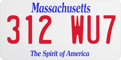 MA license plate 312WU7