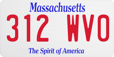 MA license plate 312WV0