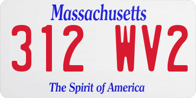 MA license plate 312WV2