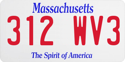 MA license plate 312WV3