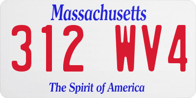 MA license plate 312WV4