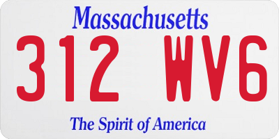 MA license plate 312WV6