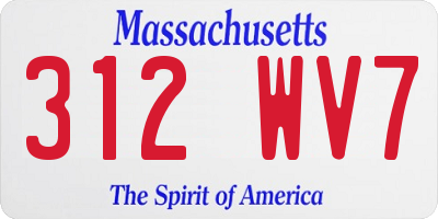 MA license plate 312WV7