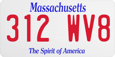 MA license plate 312WV8