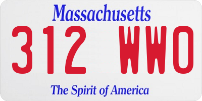 MA license plate 312WW0