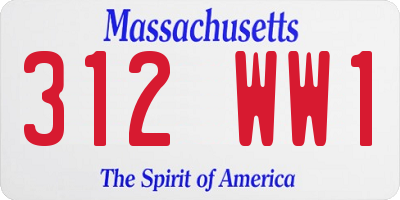 MA license plate 312WW1