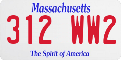 MA license plate 312WW2