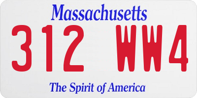 MA license plate 312WW4