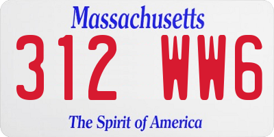 MA license plate 312WW6
